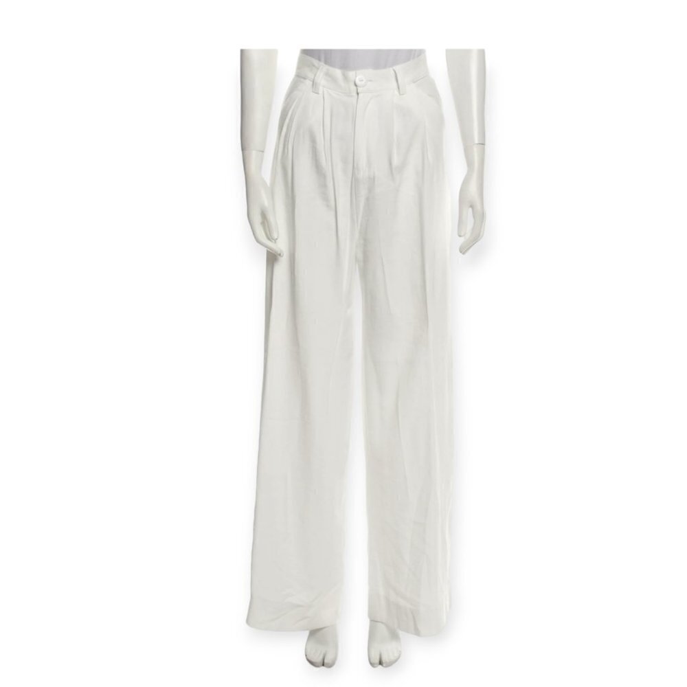 White Wide Leg NONchalant Pants XS | High-Waist Summer Vacation Trousers - Picture 2 of 14